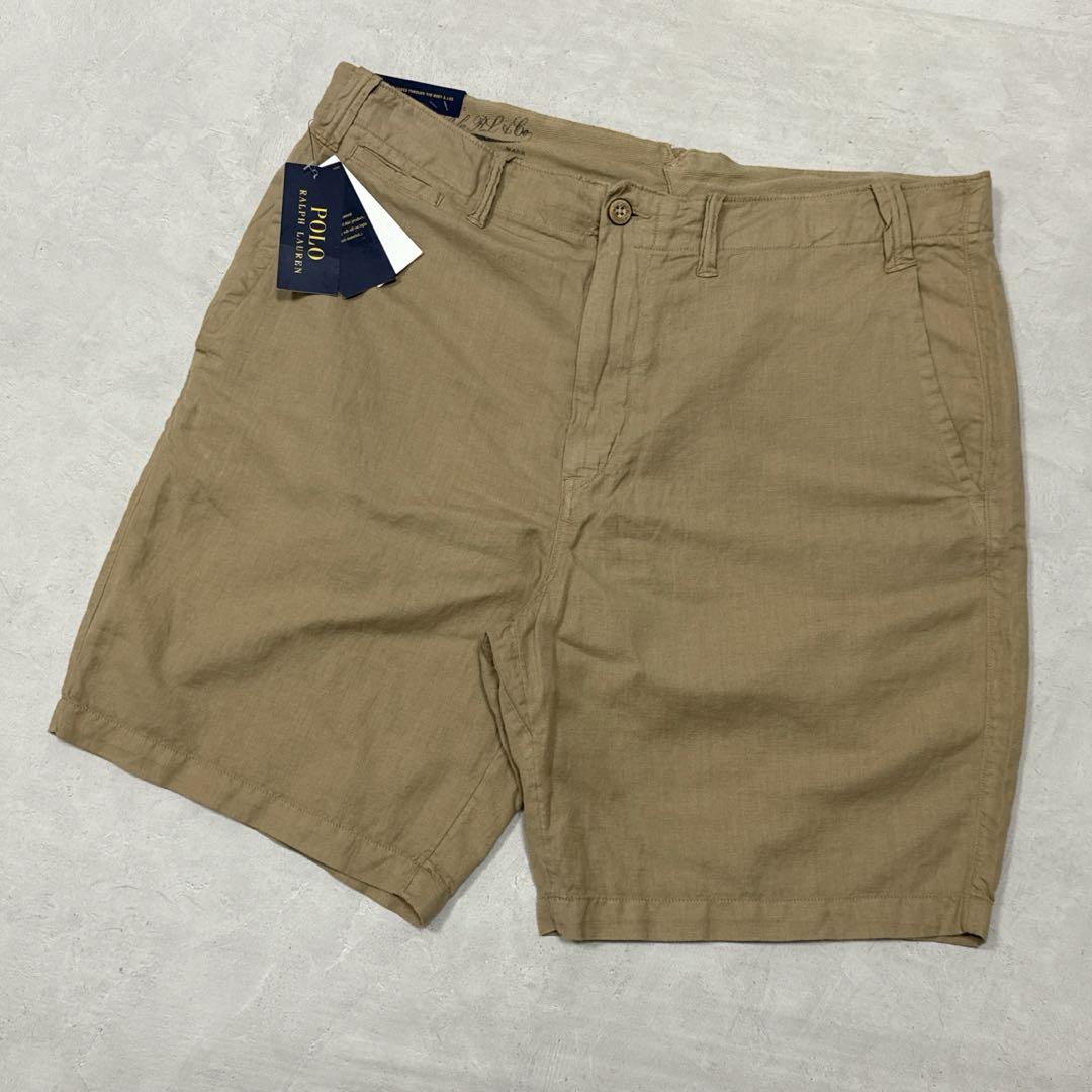 新品 24SS ポロラルフローレン コットンリネン チノショーツ ベージュ