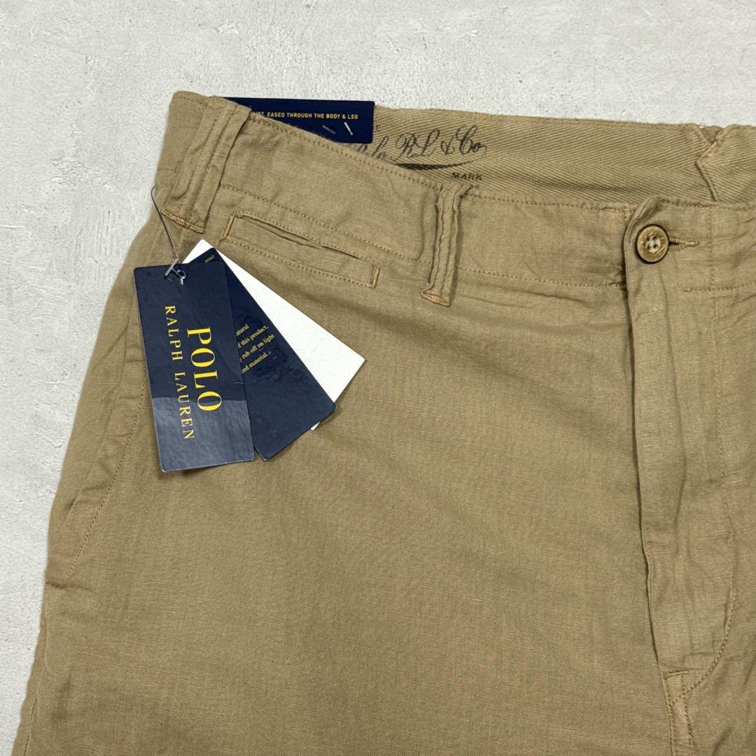 新品 24SS ポロラルフローレン コットンリネン チノショーツ ベージュ