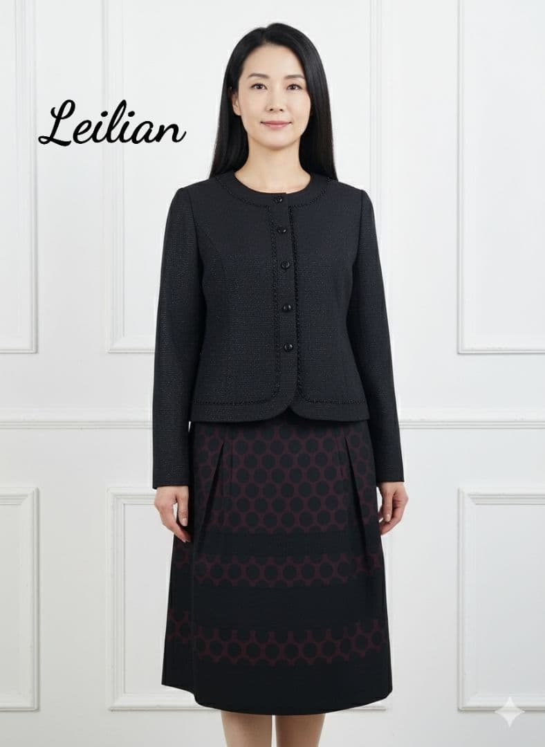 Leilian ノー ジャケットドットスカートセットアップM leilian