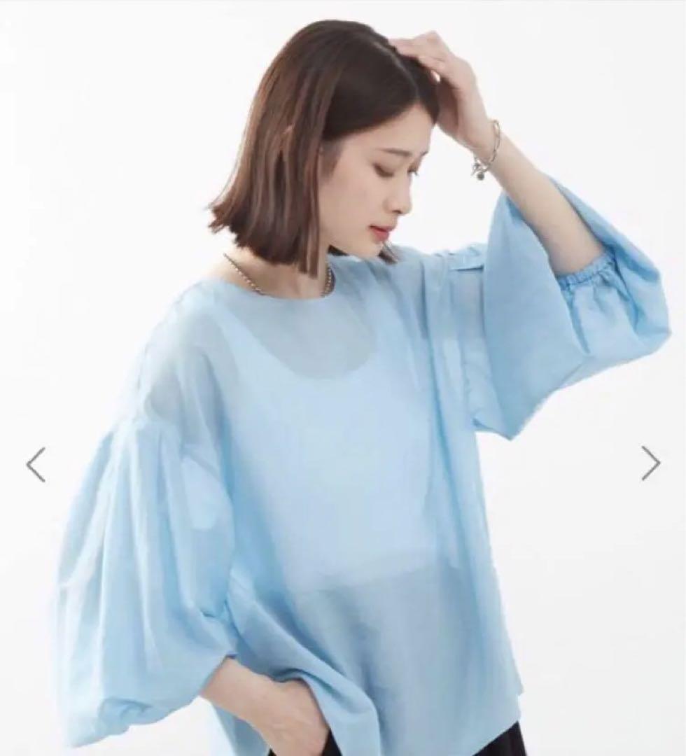 soffitto 2wayコットンシルクブラウス light blue
