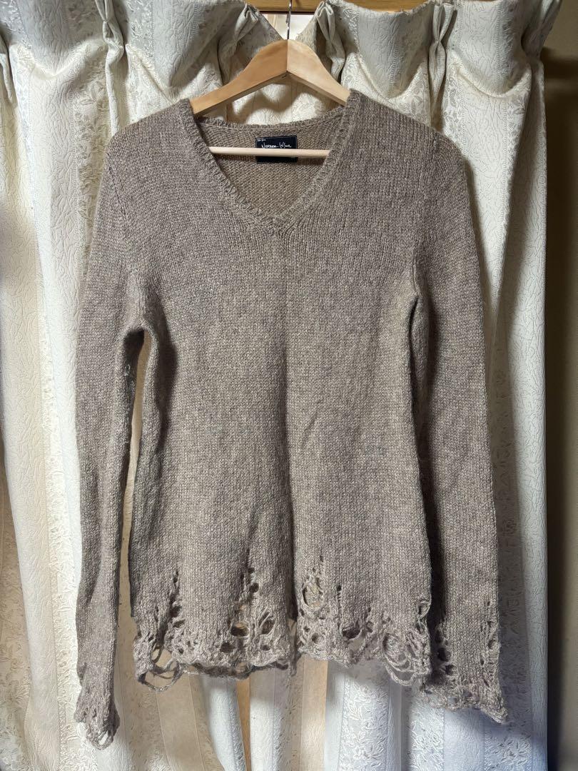 ナンバーナイン Vネック ダメージ加工 09aw