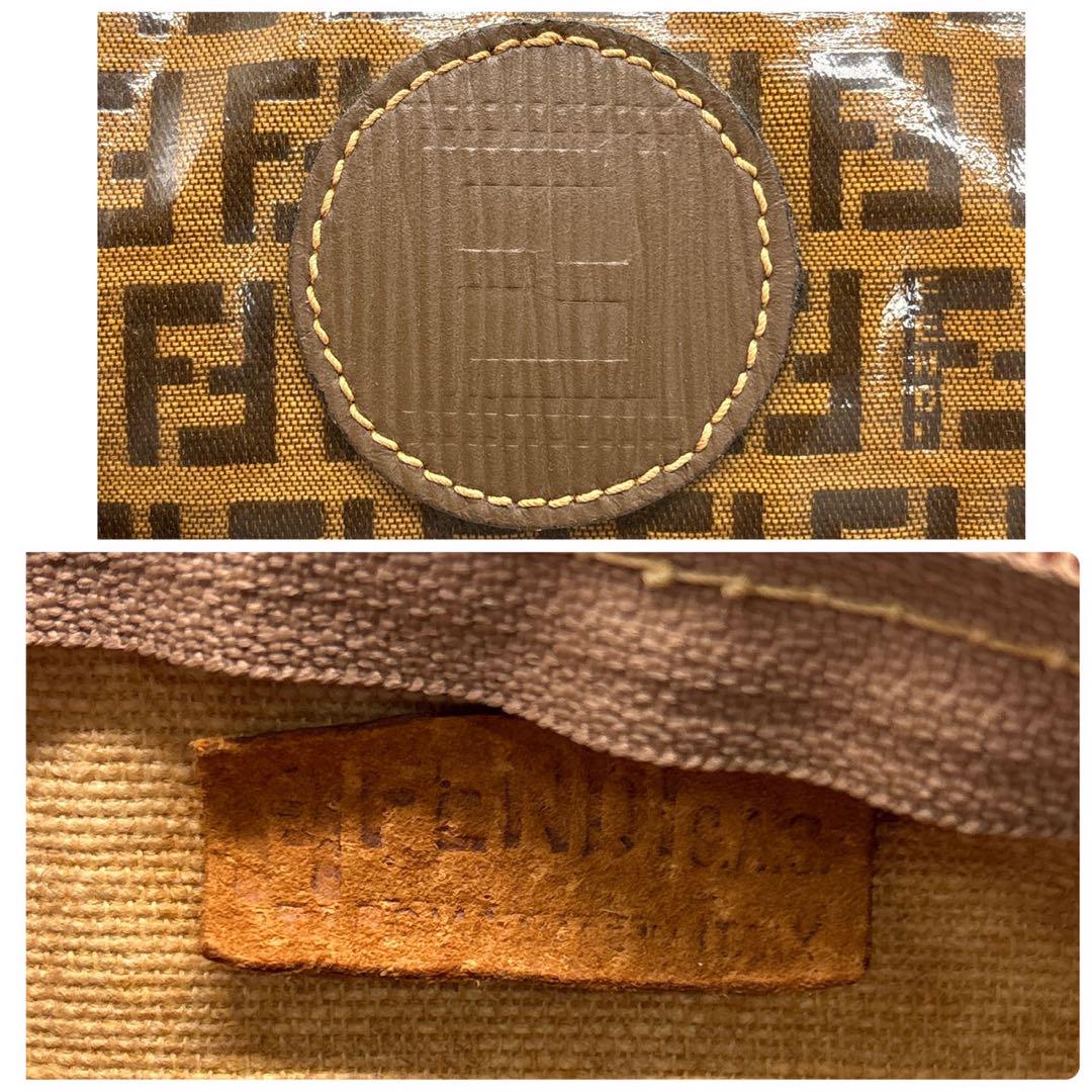 FENDI フェンディ ズッキーノ柄 ボストンバッグ エナメル レザー