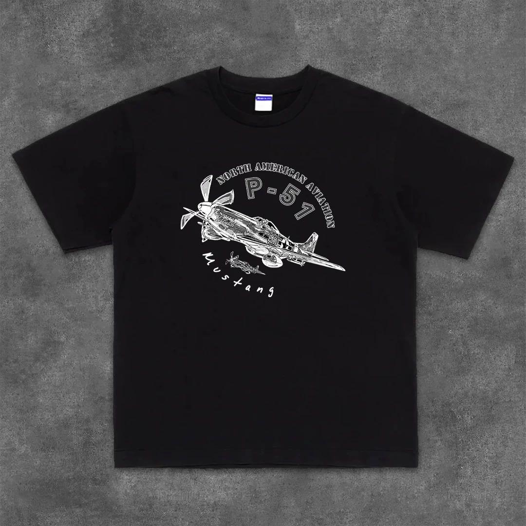 ミリタリー風　戦闘機柄Ｔシャツ メンズ カジュアルコーデに最適