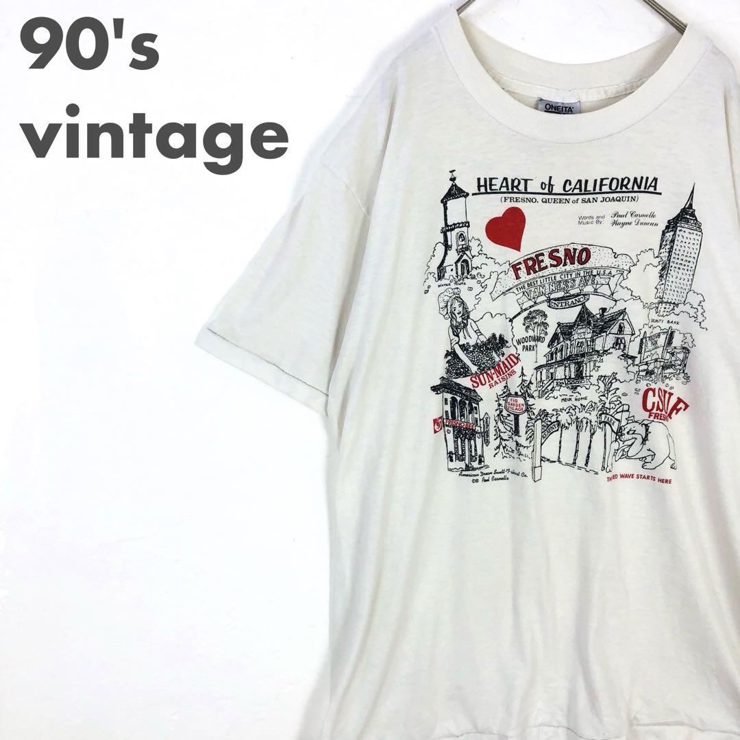 2372 90s シングルステッチ　カリフォルニア　観光地　ロゴ　Tシャツ
