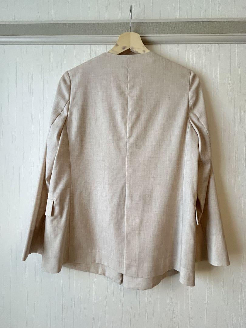 新品 NOLLEY'S ノーリーズ 麻混ノーカラーダブルジャケット