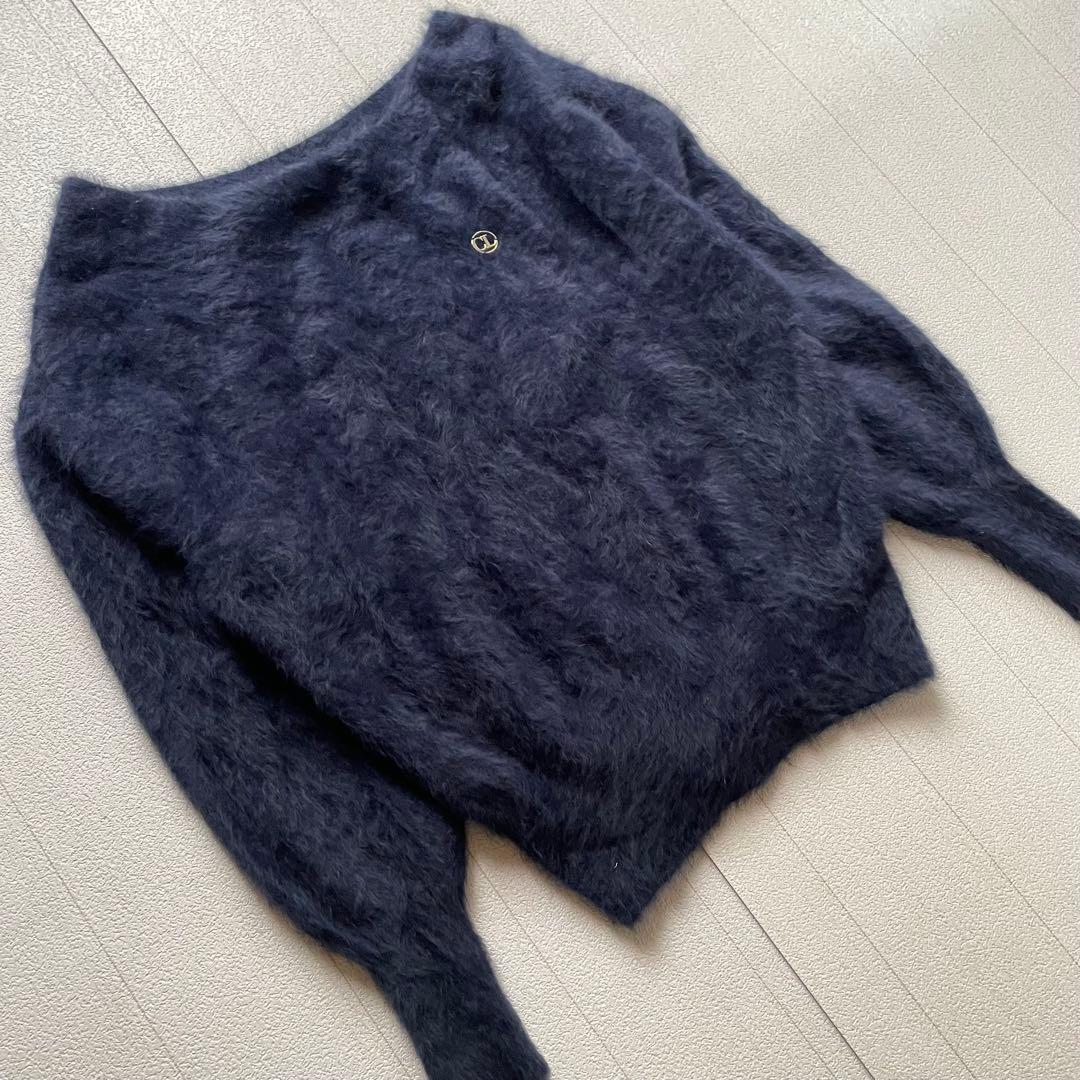 capricieux le'mage　FOXカシミアボートネックニット　ネイビー