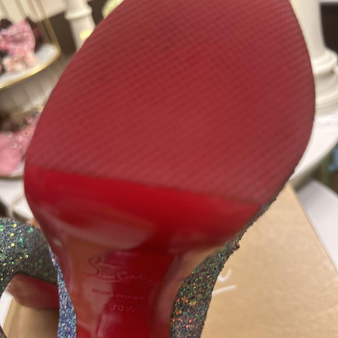 Christian Louboutin グリッター オープントゥ ハイヒール