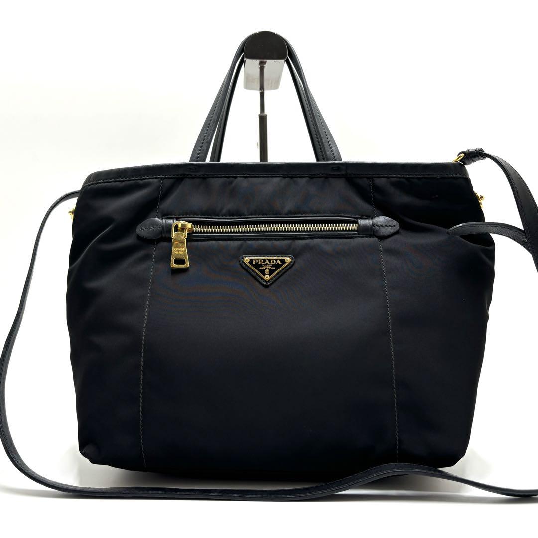 ✨未使用級✨PRADA 三角ロゴ 2way ハンドバッグ ショルダーバッグ 黒 画像2