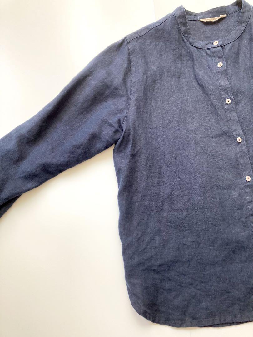 【あっこたん×fog linen work×キナル】ていばんシャツ　ネイビー