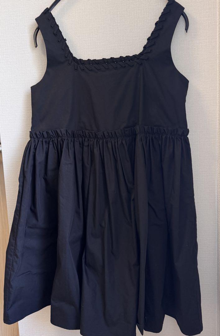 HIAND ハイアンド　ループ編みチュニックワンピース 黒　ブラック