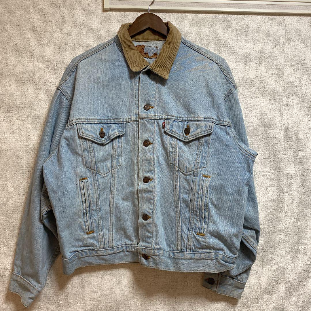 L】 古着リーバイスUSA製ハンティングジャケット70517デニムコーデュロイ襟 直販割 L】 古着リーバイスUSA製ハンティングジャケット70517デニムコーデュロイ襟 直販割