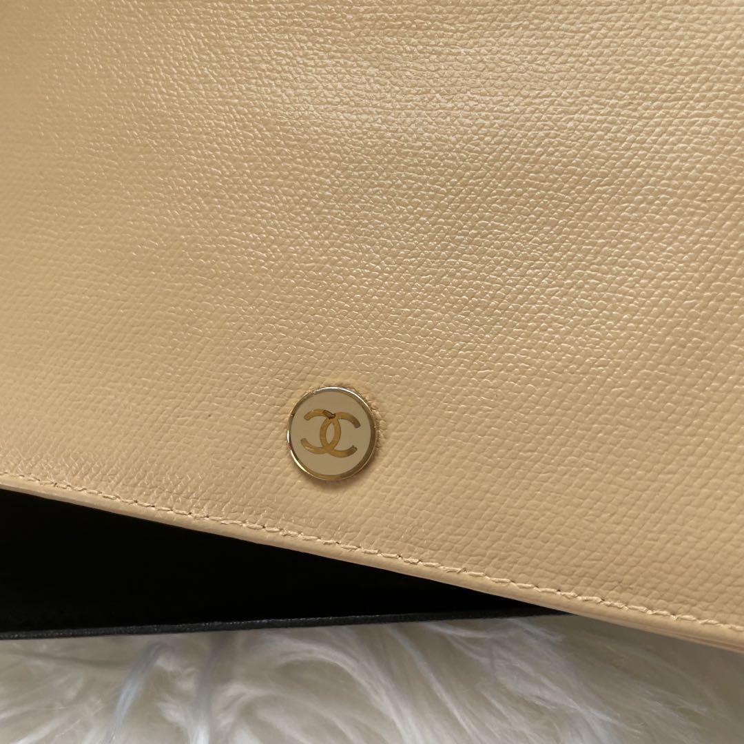 シャネル CHANEL 二つ折り 財布 ココマーク ベージュ ココボタン