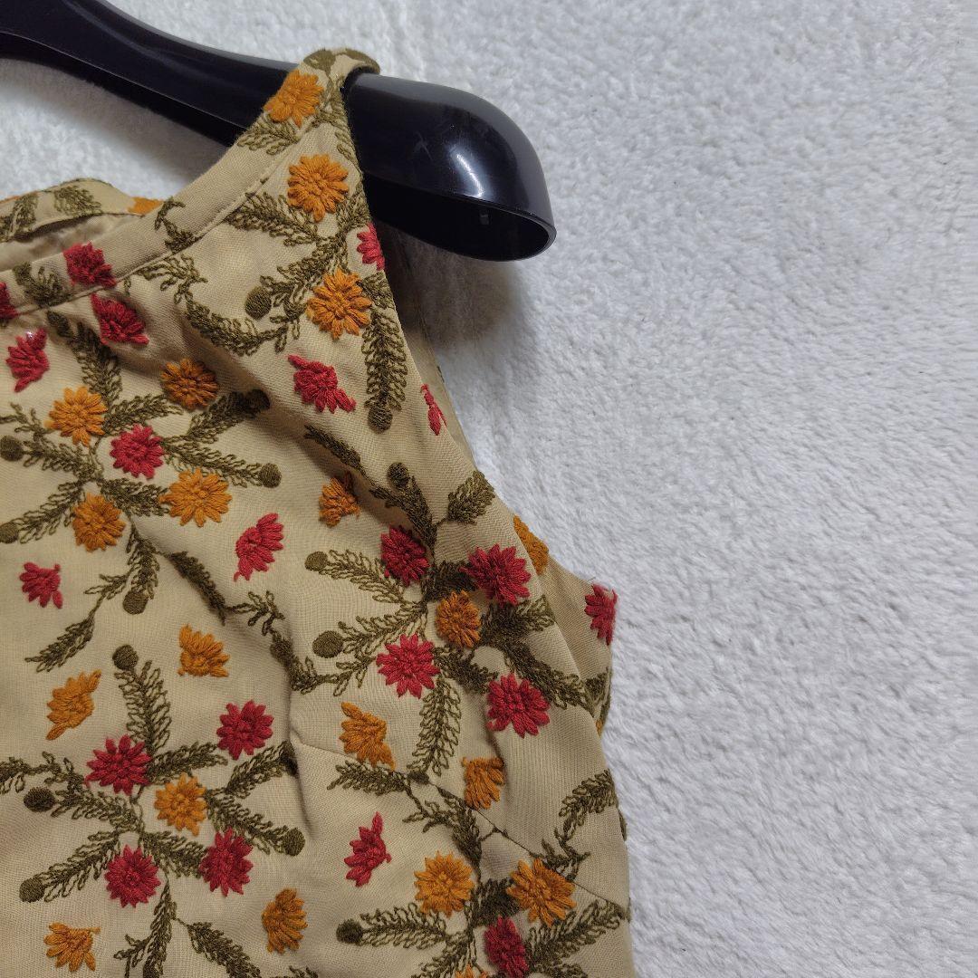 極美品 シビラ ロングワンピース 刺繍 花柄 ボタニカル フレア A