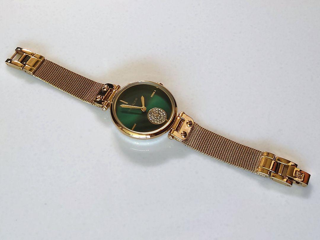 アンクライン  Anne Klein 腕時計　グリーン　ゴールド　スワロフスキー アンクライン Anne Klein 腕時計 グリーン ゴールド スワロフスキー