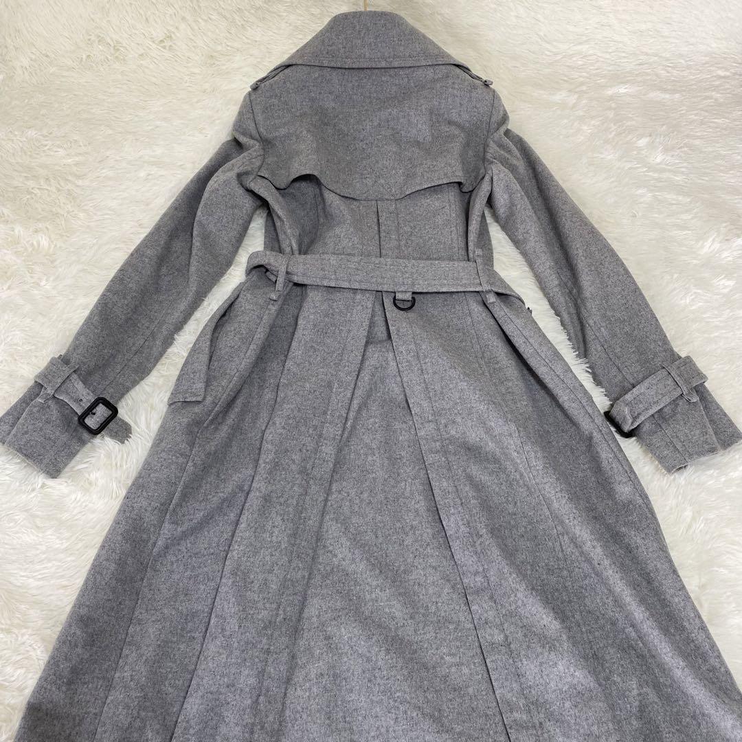【極美品】カシミヤ混 Lサイズ バーバリー ロング トレンチコート グレー