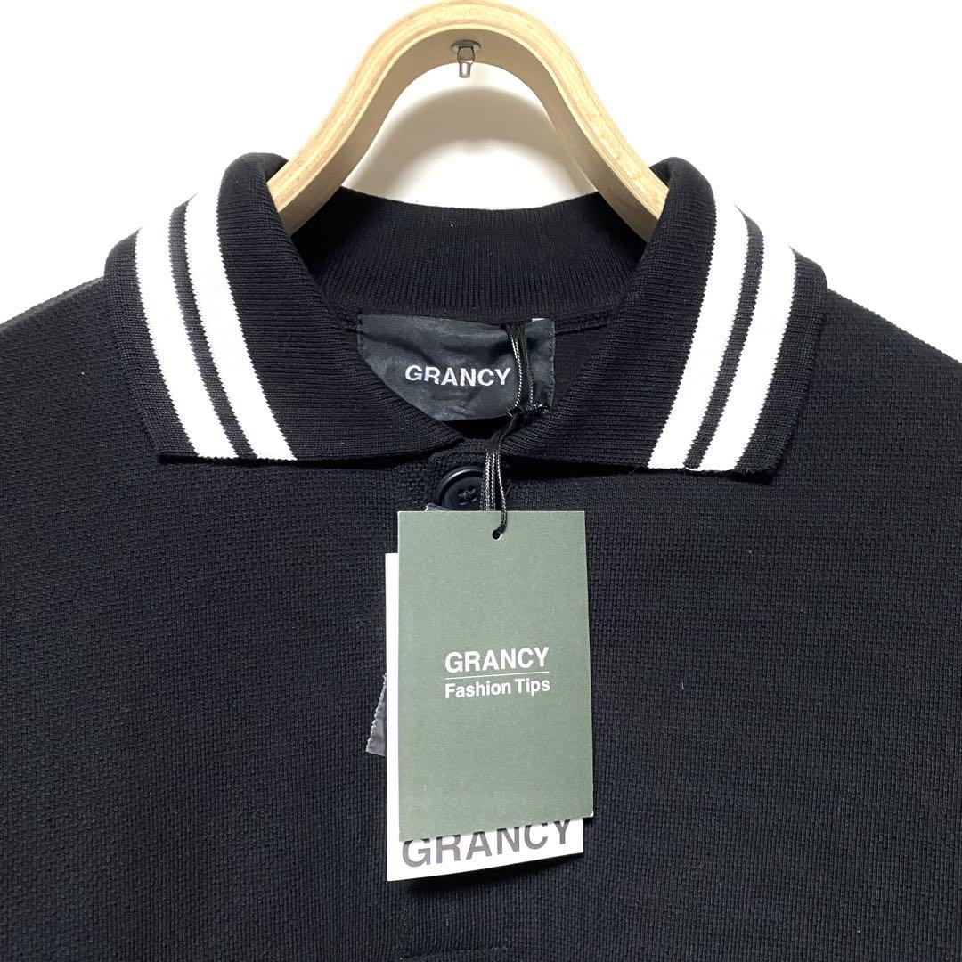 GRANCY/ジップレイヤードワイドポロシャツ/ブラック/Mサイズ/新品未使用