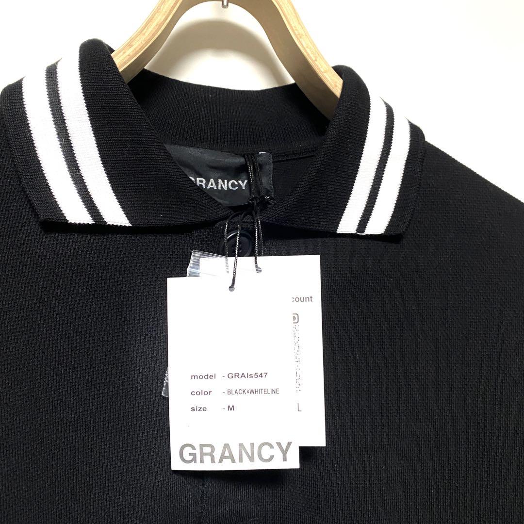 GRANCY/ジップレイヤードワイドポロシャツ/ブラック/Mサイズ/新品未使用