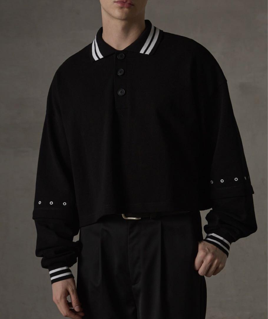 GRANCY/ジップレイヤードワイドポロシャツ/ブラック/Mサイズ/新品未使用