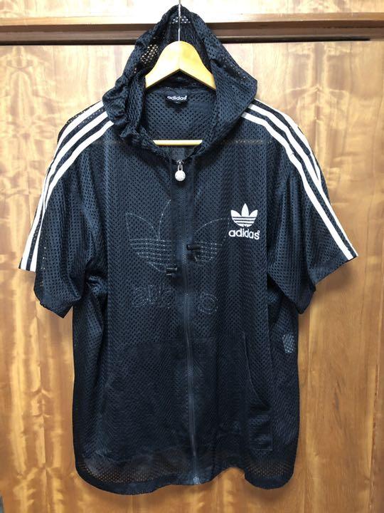 ビンテージ 80s 90s アディダス adidas 半袖メッシュパーカー 黒