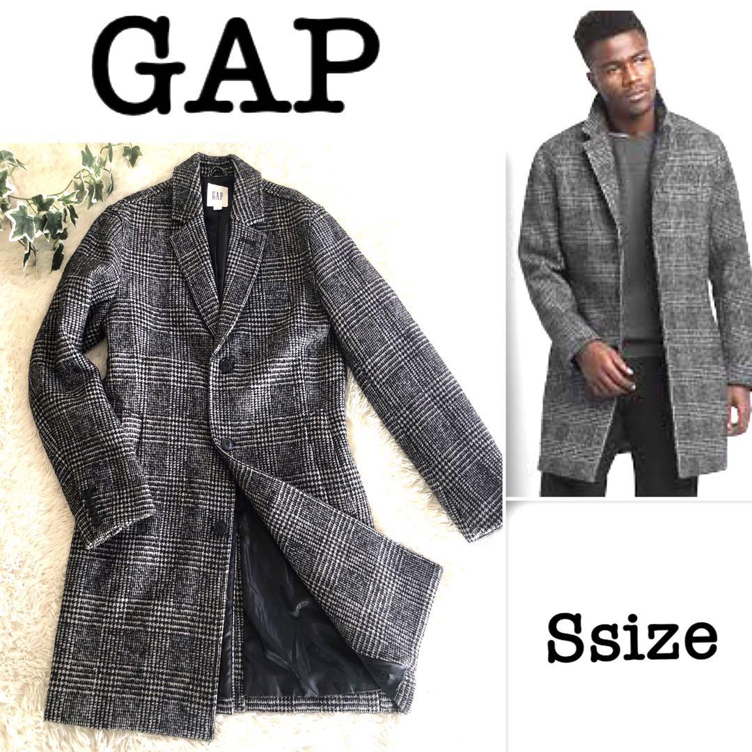 【セール中】GAP チェスターコート グレー チェック柄 S ウール混