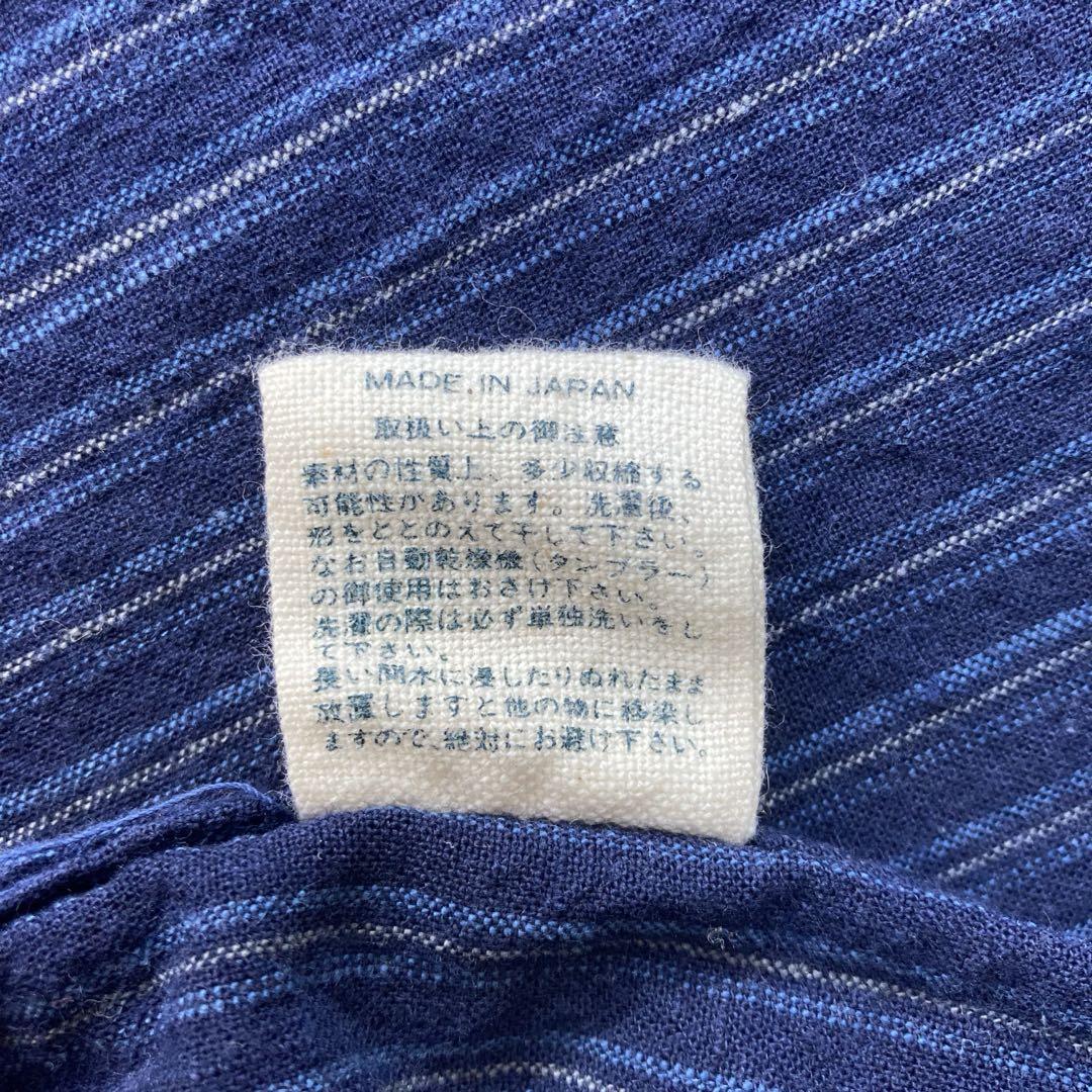 美品✨45R インディゴピンストライプ長袖シャツ コットン 日本製 1