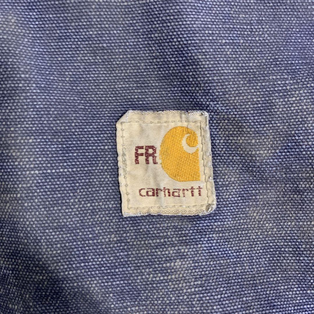 カーハート　アクティブジャケット　青色　ダメージFR carhartt USA製