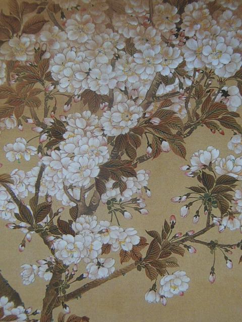 100 ％品質保証 河鍋暁翠、【八重桜と鳥】、希少な額装用画集より、美品、新品額装付 絵画