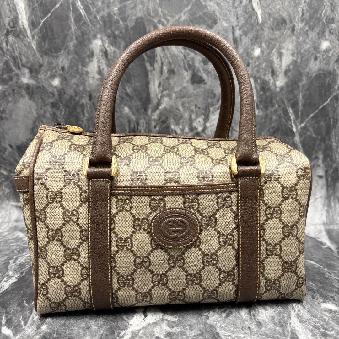 ✨極美品✨GUCCI ミニボストンバッグ ハンド GG レザー PVC ベージュ