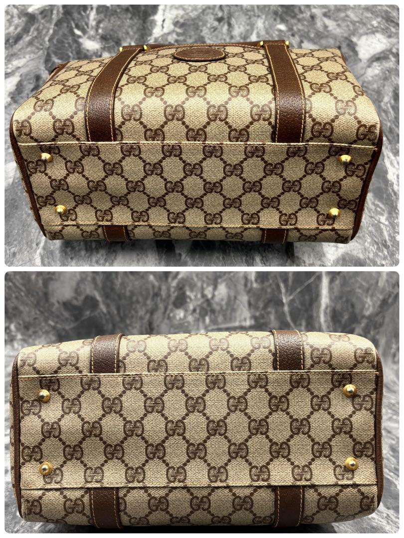 ✨極美品✨GUCCI ミニボストンバッグ ハンド GG レザー PVC ベージュ