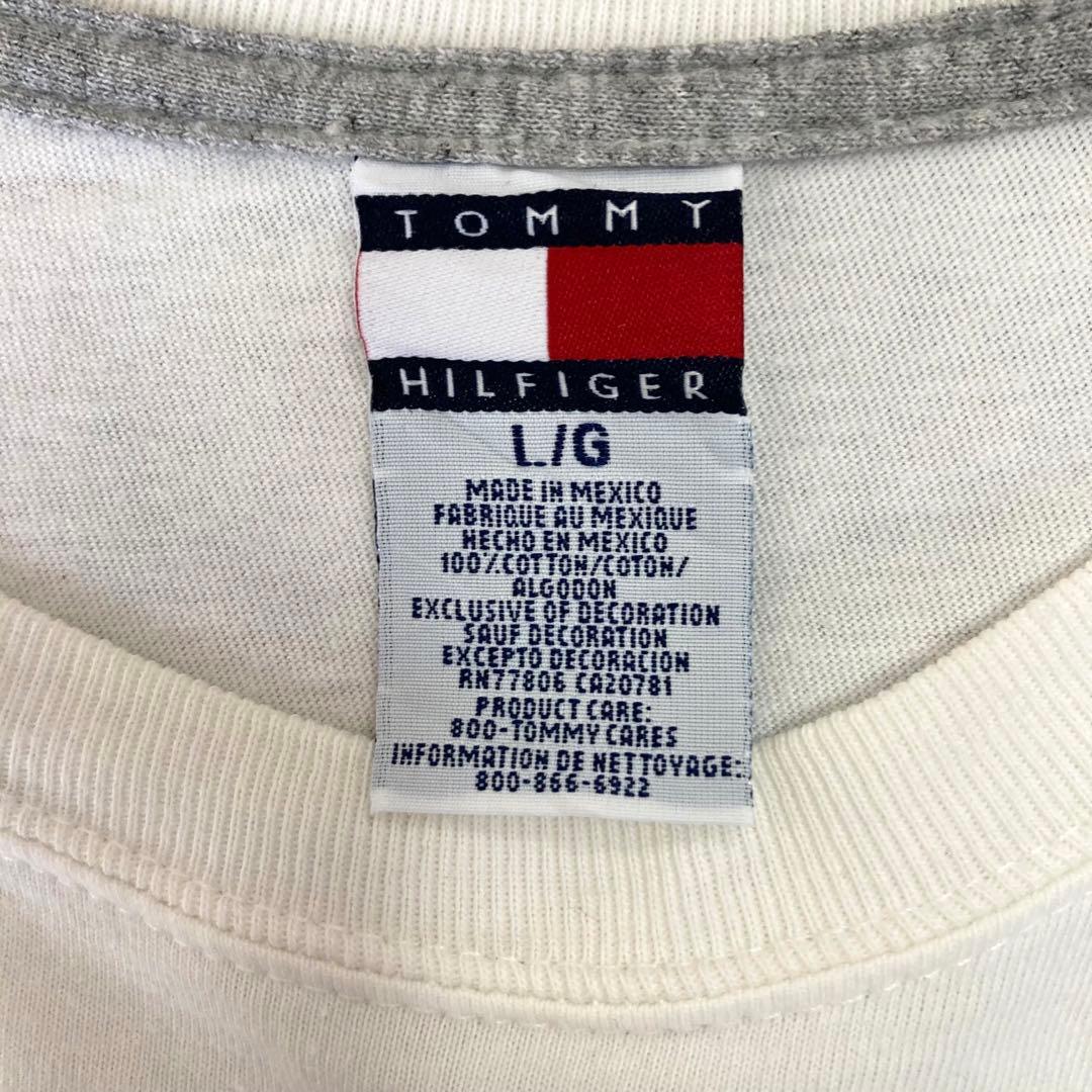 希少◎TOMMY HILFIGERヴィンテージ90sタンクトップ刺繍ロゴ白L古着