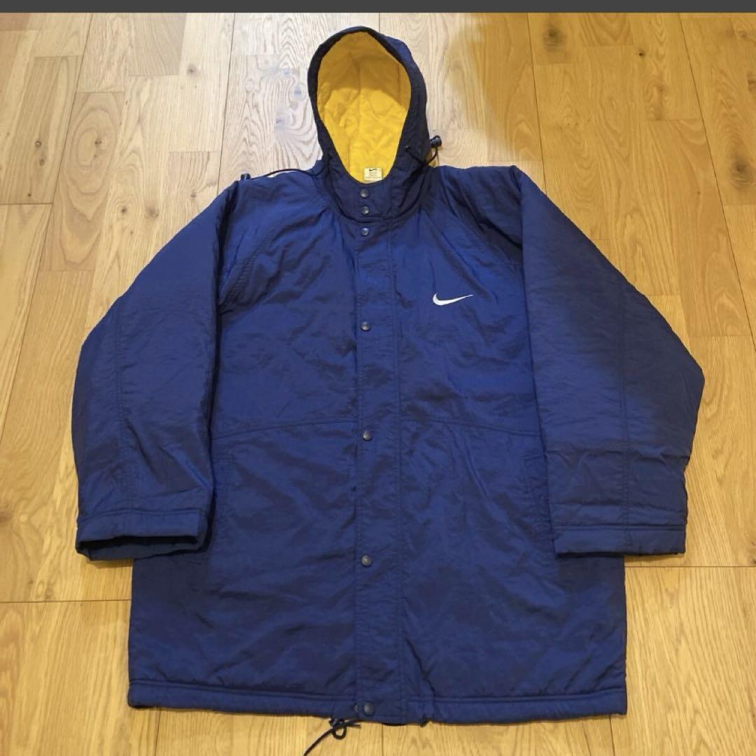 90s NIKE ナイキ 中綿ジャケット ベンチコート モッズコート XXL 紺