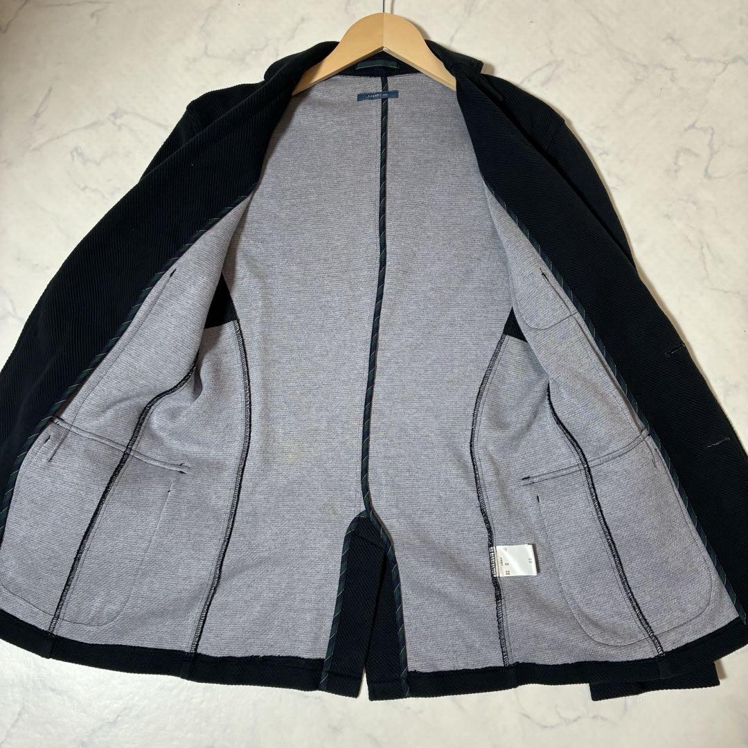 美品 J.FERRY テーラードジャケット 銀ボタン ストレッチ 紺 XL