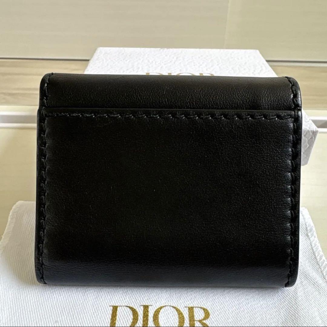 Christian Dior ディオール ブラックレザー 三つ折り財布 - メルカリ