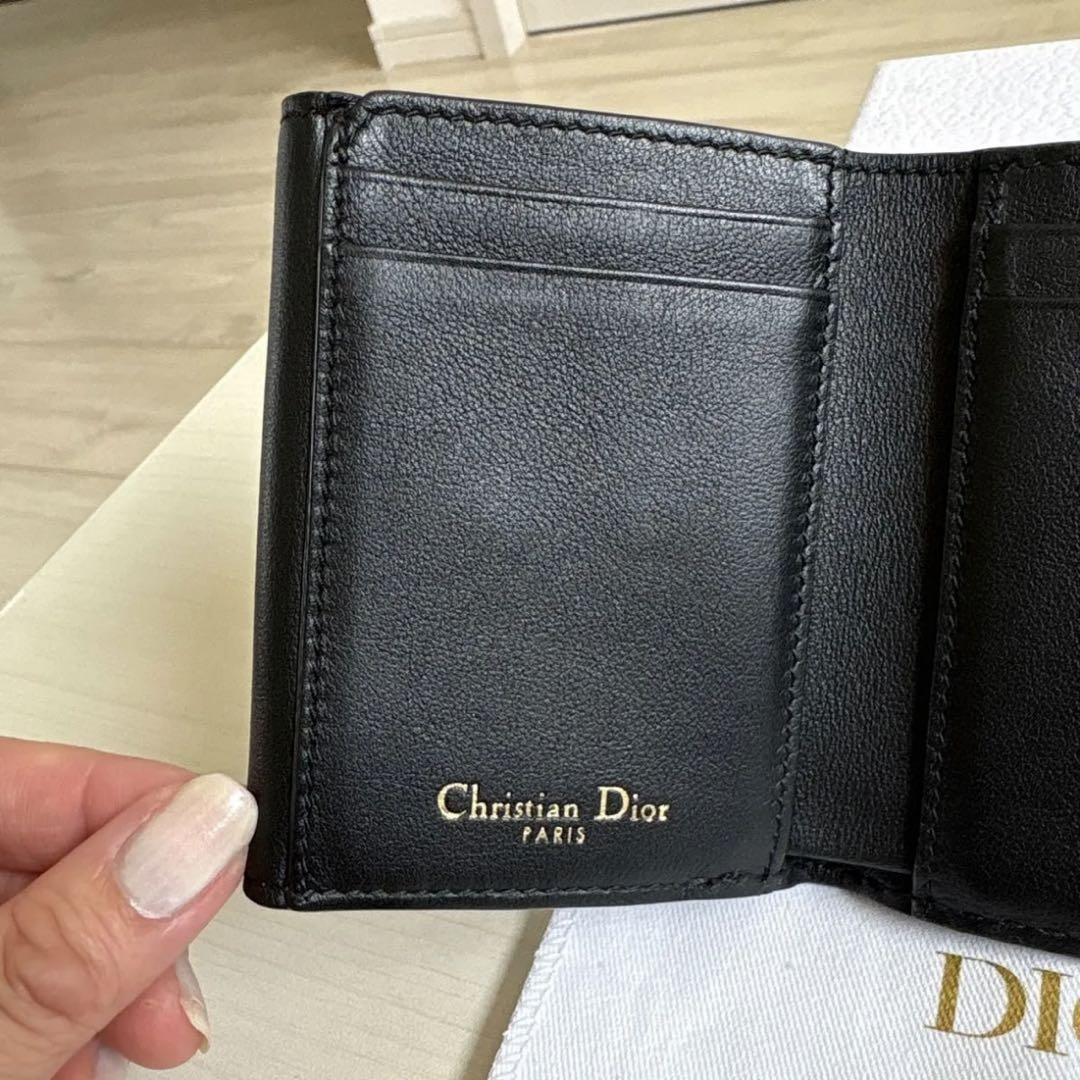 Christian Dior ディオール ブラックレザー 三つ折り財布 - メルカリ
