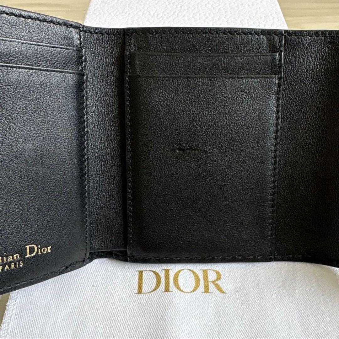 Christian Dior ディオール ブラックレザー 三つ折り財布 - メルカリ
