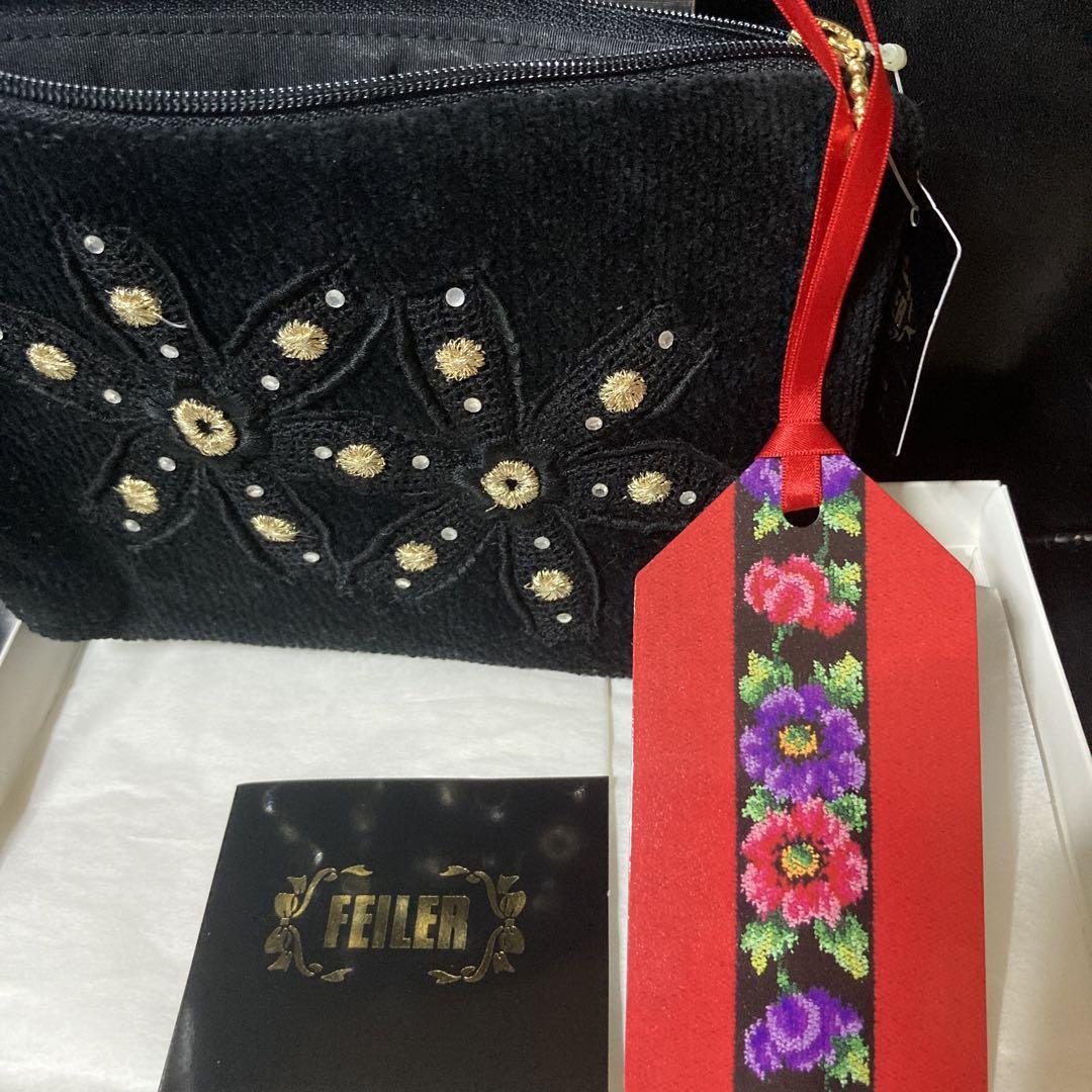 タグ付き未使用 フェイラー FEILER 黒ポーチ