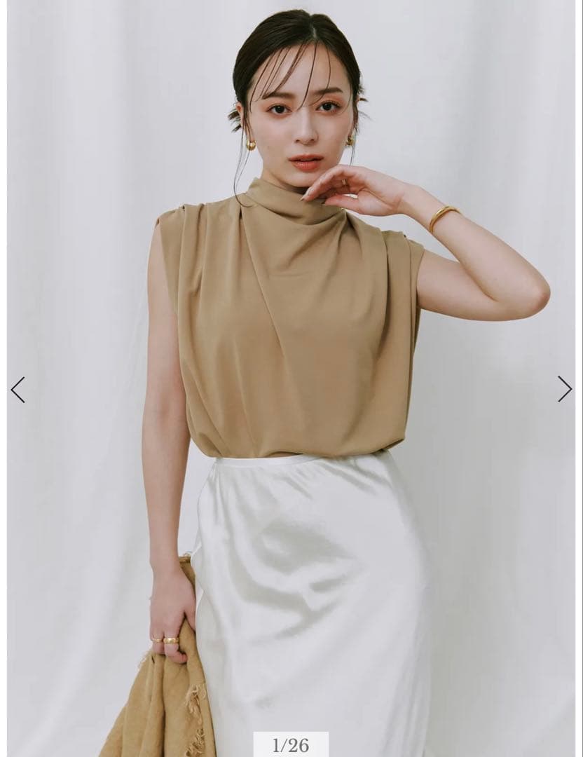 【新品】anuans ギャザードレープカットトップス ベージュ