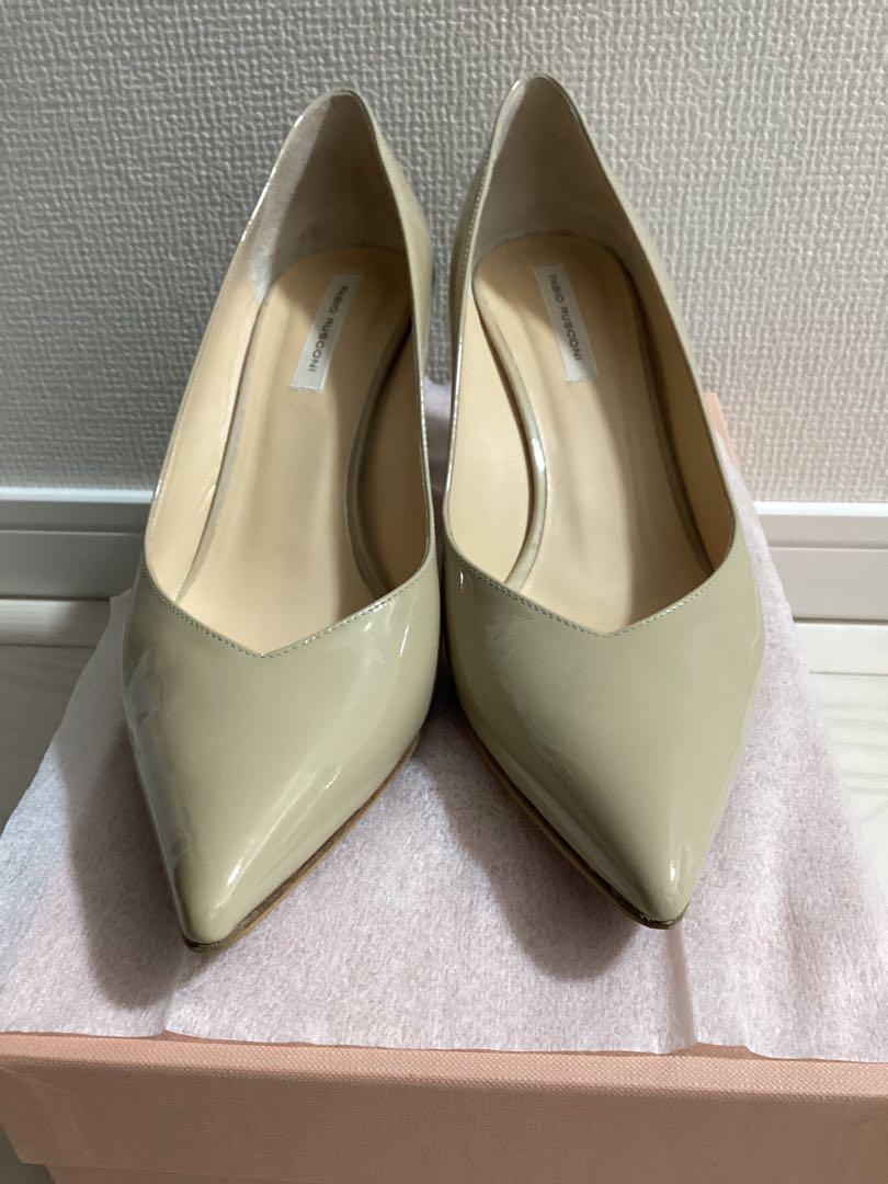 美品　ファビオルスコーニ　Vカット　パテントパンプス　裏貼り済み　38