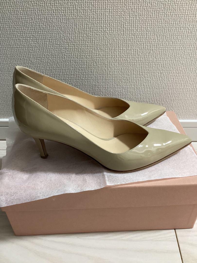 美品　ファビオルスコーニ　Vカット　パテントパンプス　裏貼り済み　38