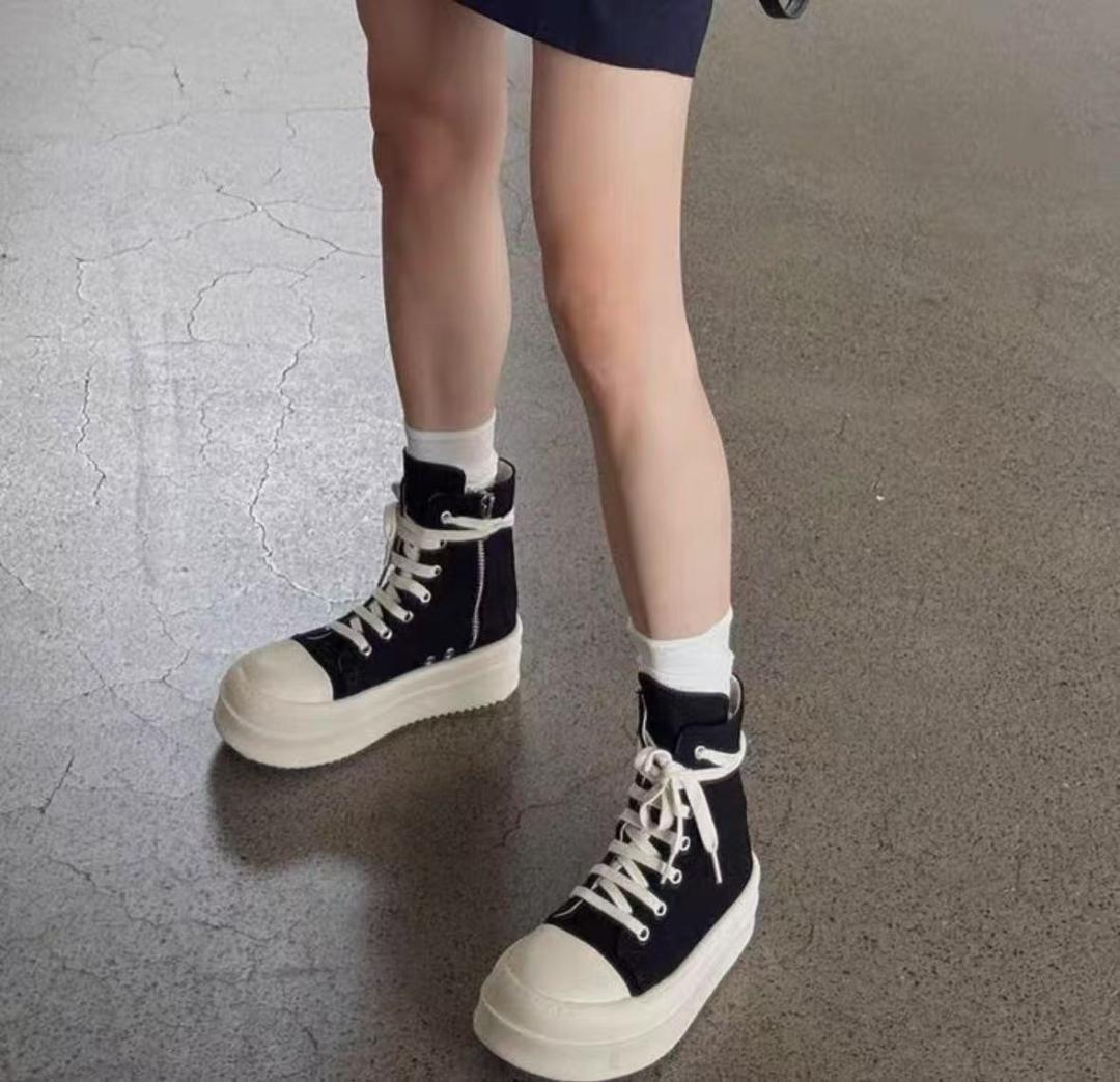 大人気! RICK OWENS★レザー ハイカット 厚底 スニーカー rick owens 黒 レザー ハイカットスニーカー 厚底7cm 36 - メルカリ