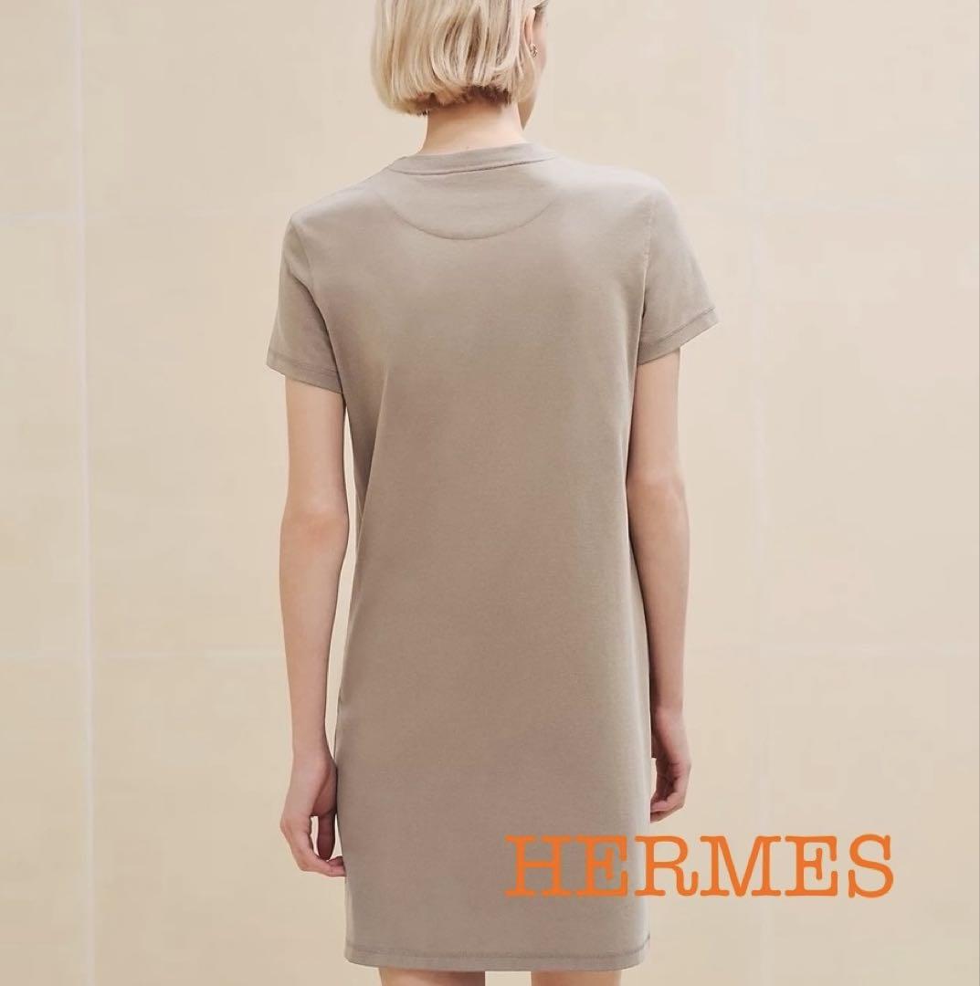 HERMES】ドレス 刺繍ポケット 36 M エトゥープ Tシャツ