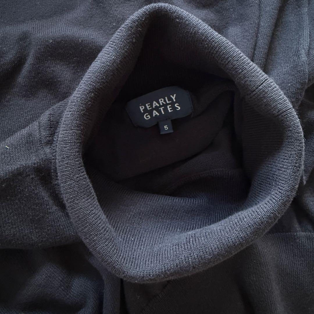 現行モデル　パーリーゲイツ　ニット　ハイネック　タートルネック　セーター　紺　5
