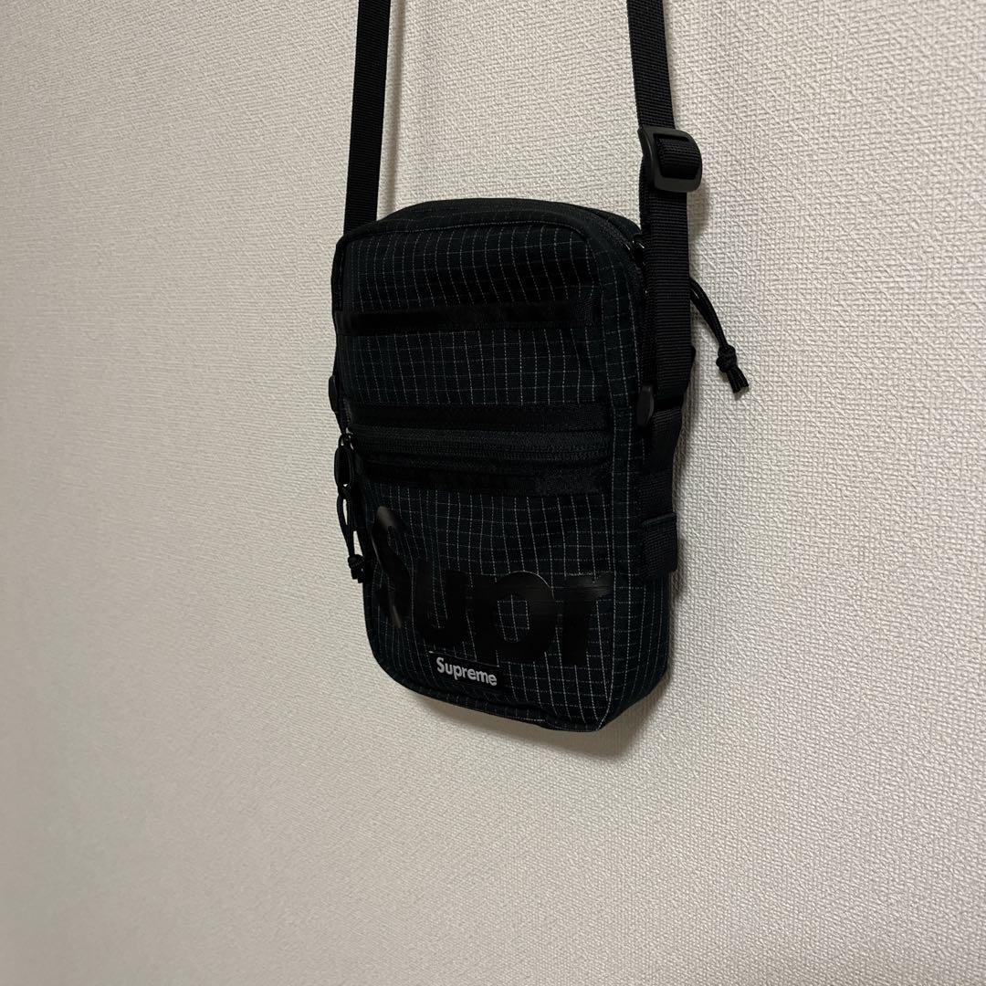 Supreme ショルダーバッグ 黒 チェック柄