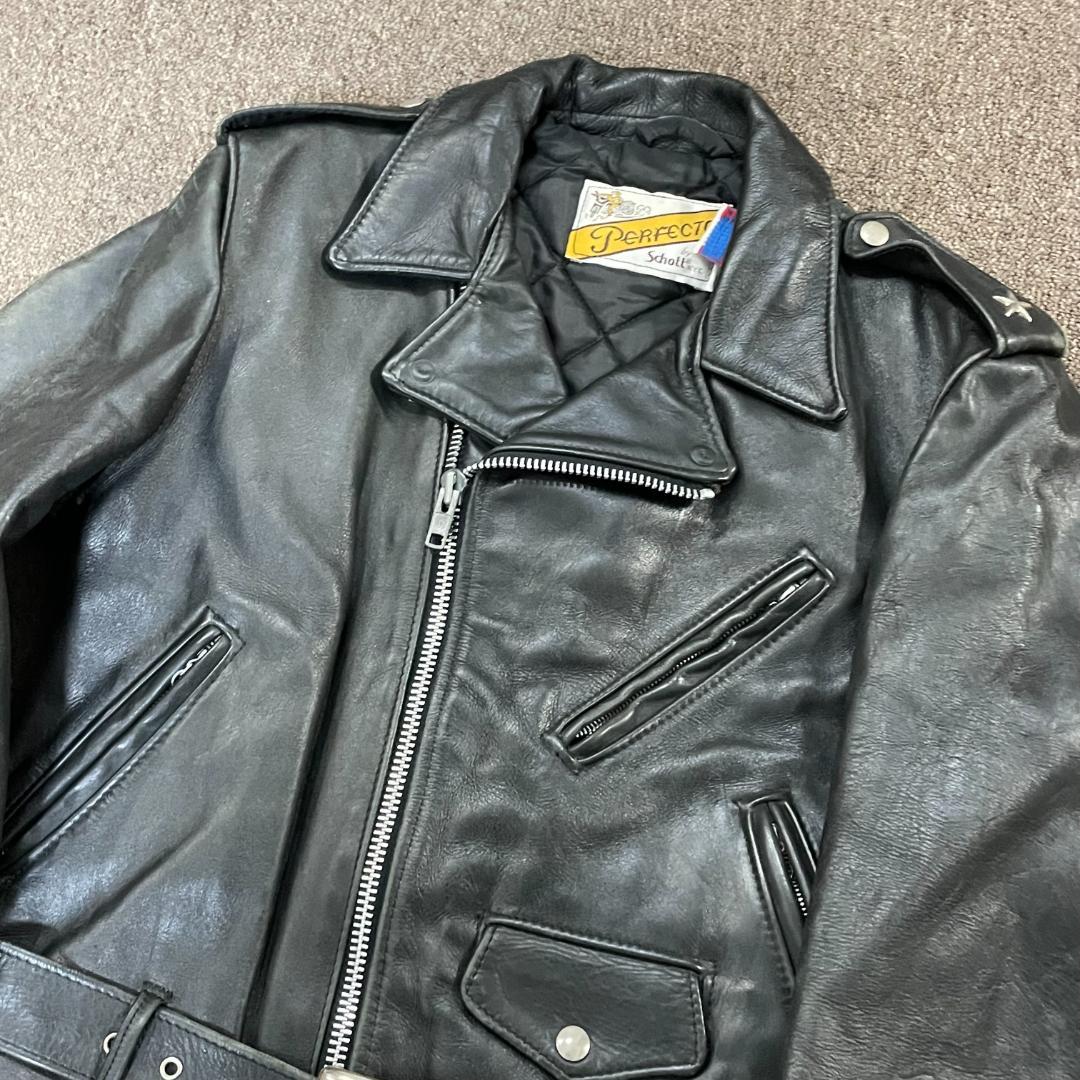 Schott　ダブル　ライダース　ワンスター　613　スタッズ　ブラック　レザー