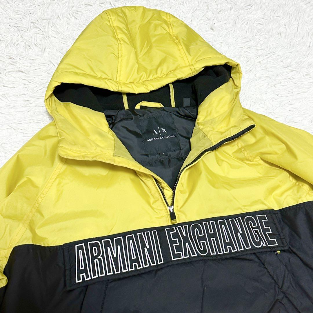 関税送料込♪ARMANI EXCHANGE/ハーフジップ ナイロンパーカー ARMANI EXCHANGE 中綿 ナイロンパーカー ハーフジップ 黄色 XL