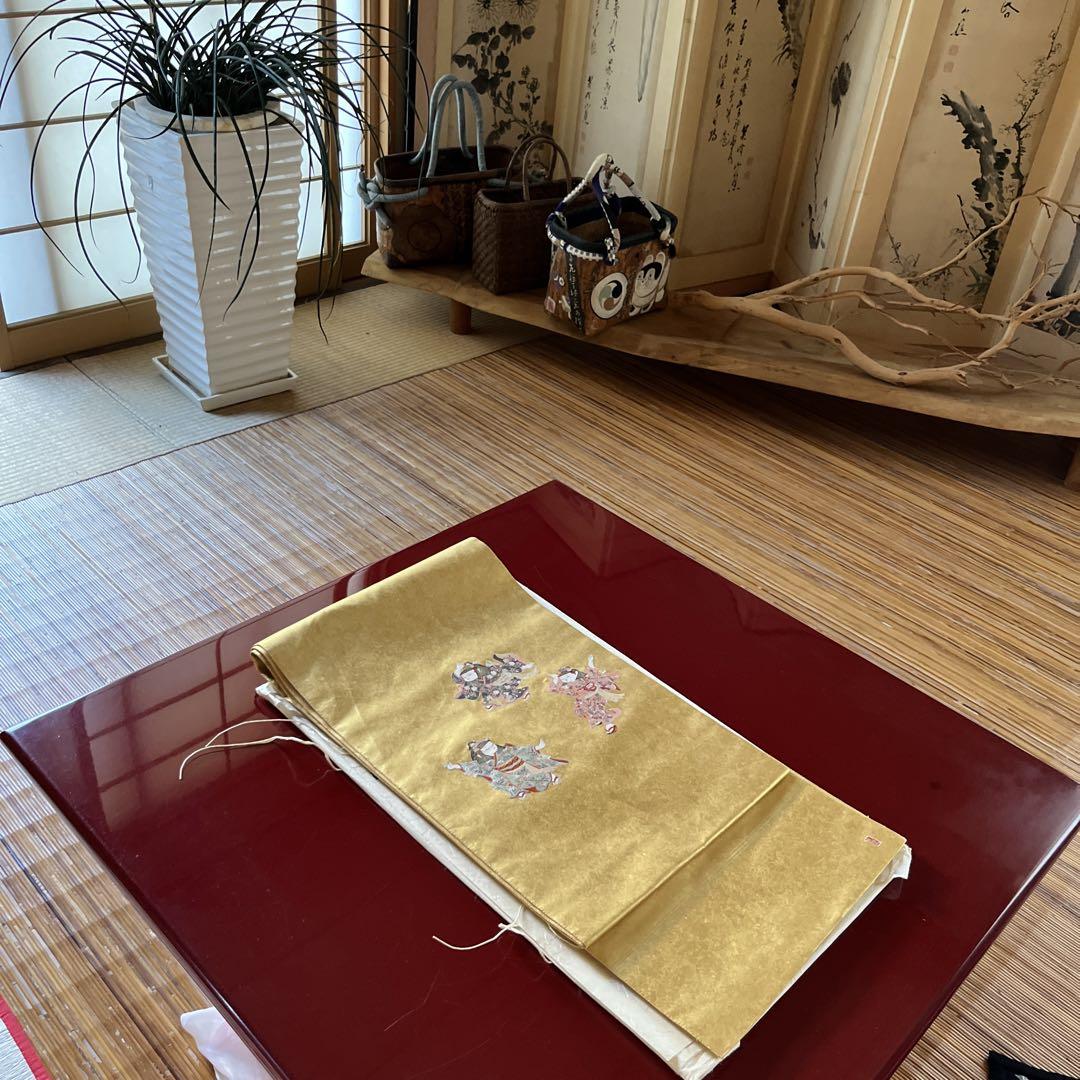 コハクでございます。長嶋織物　人間国宝・由水十久作品　本金箔・袋帯