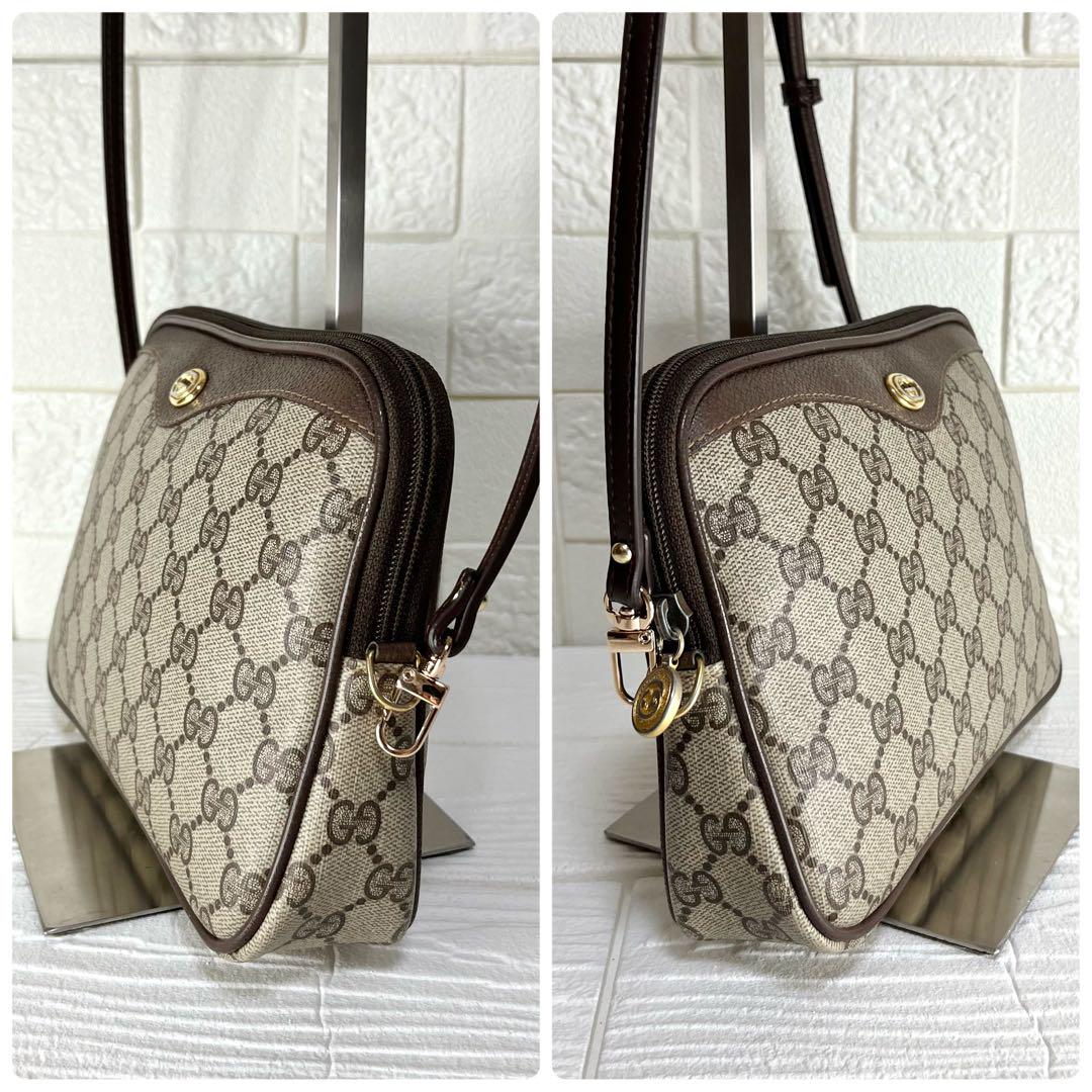 美品GUCCI GG柄 ショルダーバッグ スエード×レザー GUCCI スエード レザーショルダーバッグ
