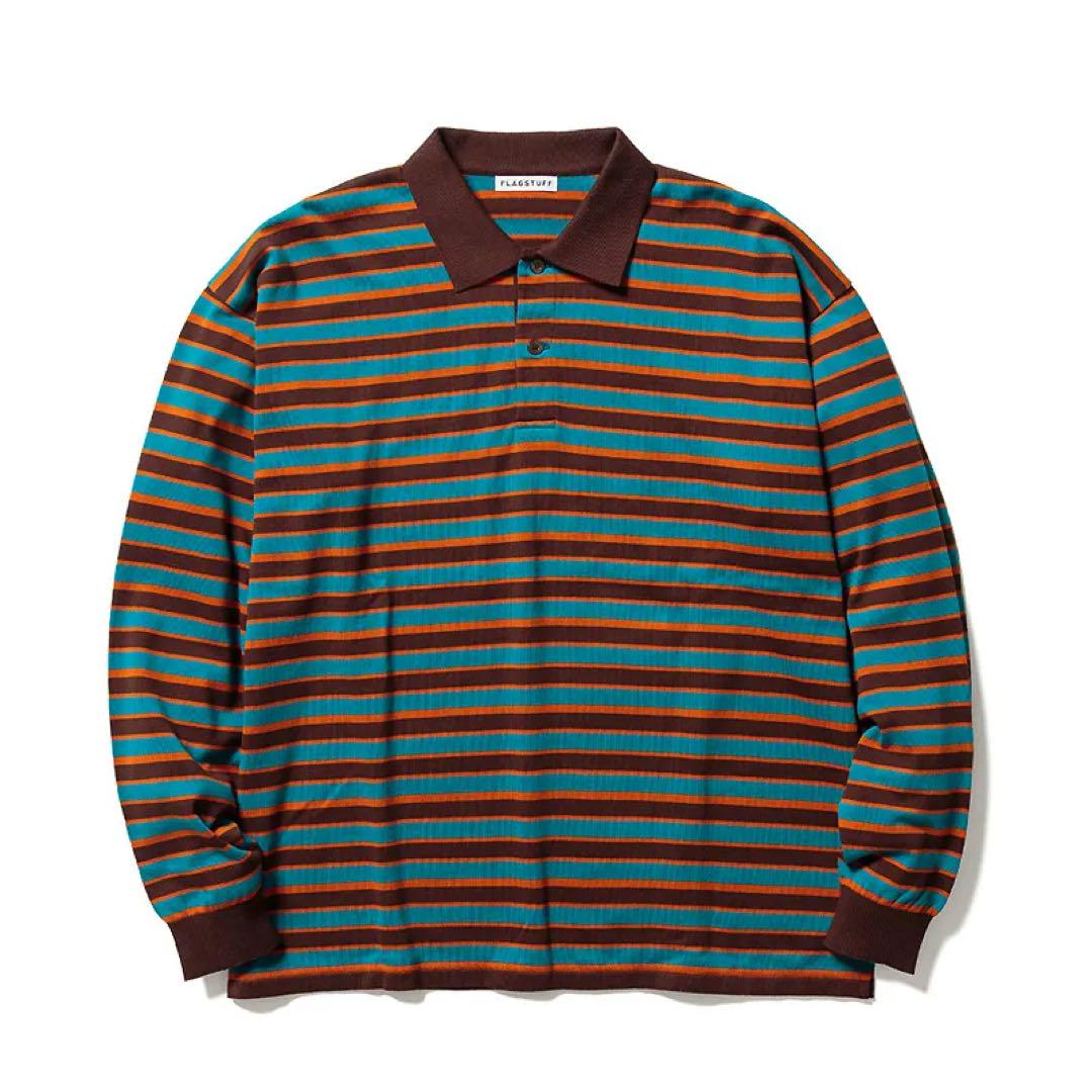 BORDER KNIT L/S POLO SHIRTS フラグスタフ