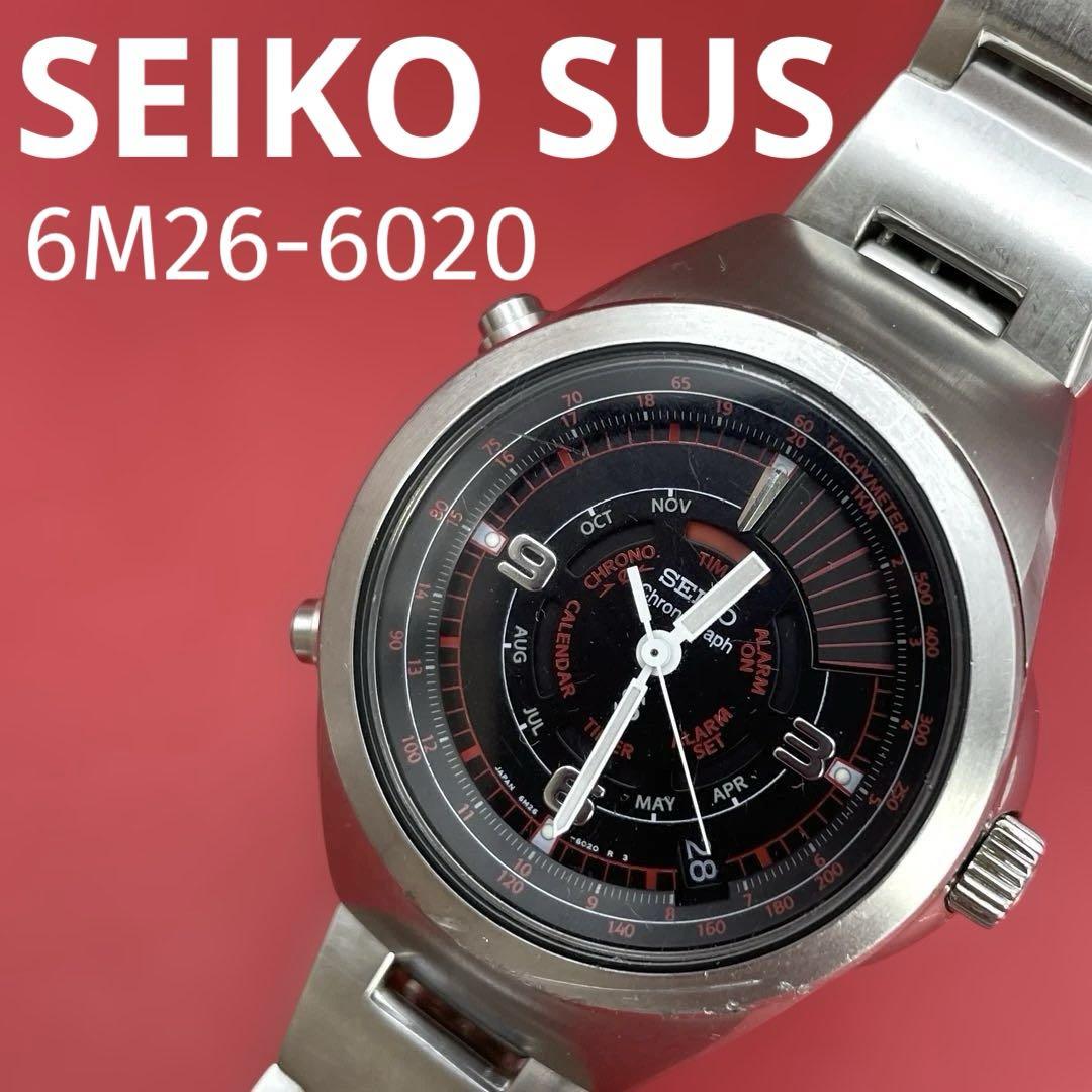 SEIKO SUSサス クロノグラフ 6M26-6020黒文字盤ダンシングハンズ
