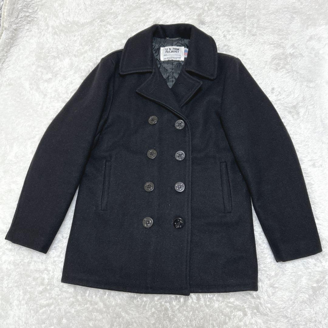 SCHOTT ピーコート 38 ウール ブラック